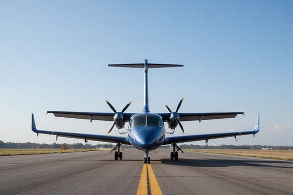 High-quality photo of a skydiving center's aircraft on the runway, ready for takeoff.