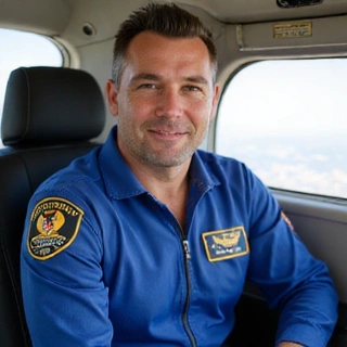 Professional portrait of skydiving pilot Captain David 'Aviator' Green, smiling.