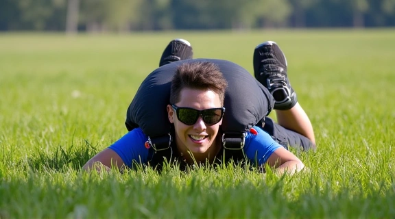 Experienced skydiver landing