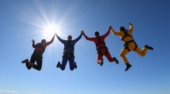 Skydivers in formation