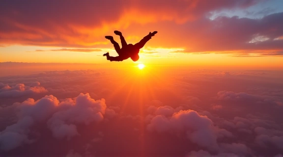 Sunset skydiving view