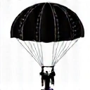 Parachute deployed with two people gently descending