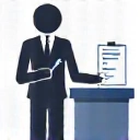 Person checking in at a counter