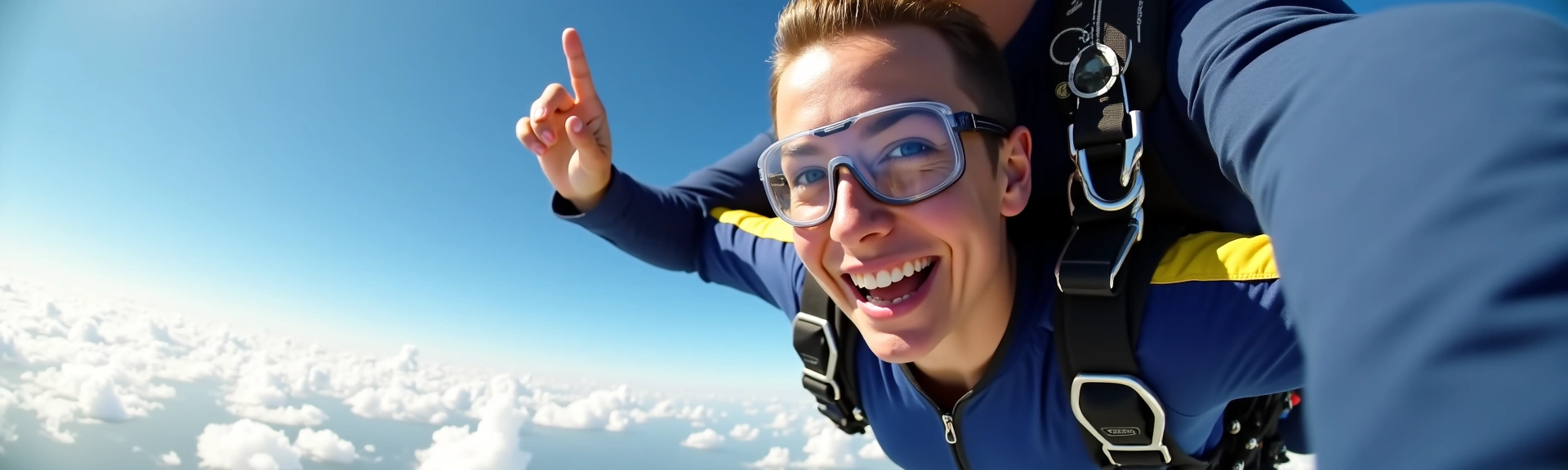 AFF student in freefall with two instructors