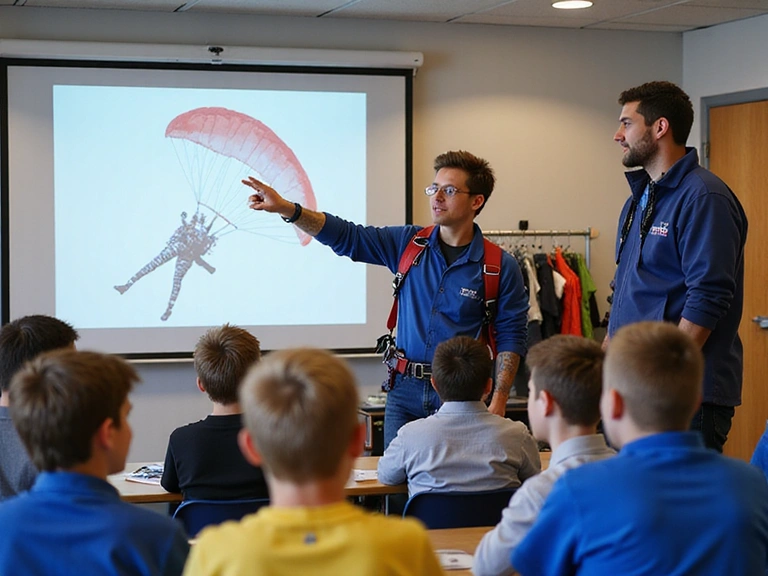 Skydiver undergoing ground school training