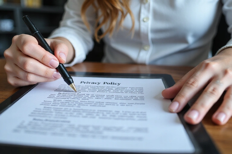 Person filling out a privacy policy form