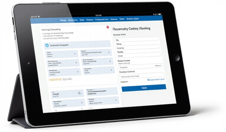 Online booking interface with a credit card payment option